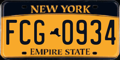 NY license plate FCG0934