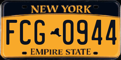 NY license plate FCG0944