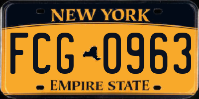 NY license plate FCG0963