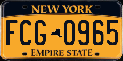 NY license plate FCG0965