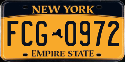 NY license plate FCG0972
