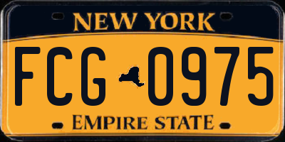 NY license plate FCG0975