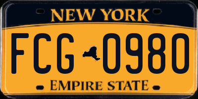 NY license plate FCG0980