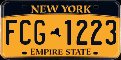 NY license plate FCG1223
