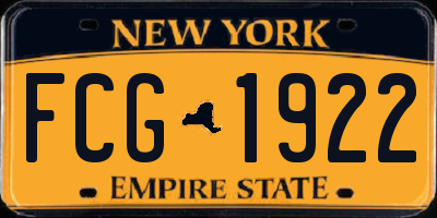 NY license plate FCG1922
