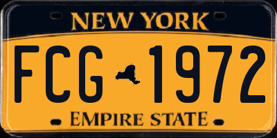 NY license plate FCG1972