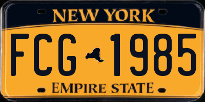 NY license plate FCG1985