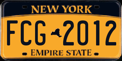 NY license plate FCG2012
