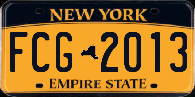 NY license plate FCG2013