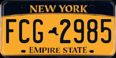 NY license plate FCG2985