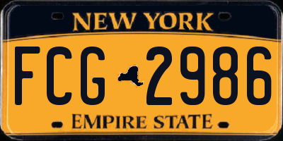 NY license plate FCG2986