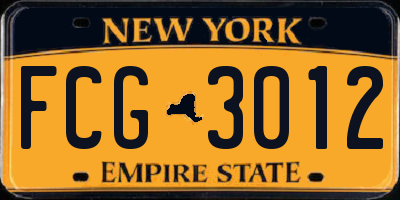 NY license plate FCG3012