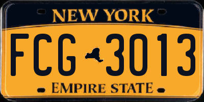 NY license plate FCG3013