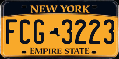NY license plate FCG3223