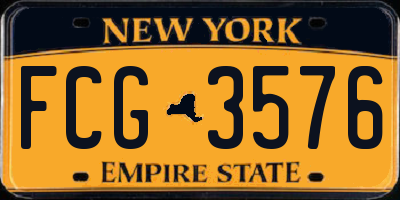 NY license plate FCG3576