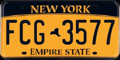 NY license plate FCG3577
