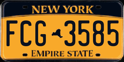 NY license plate FCG3585