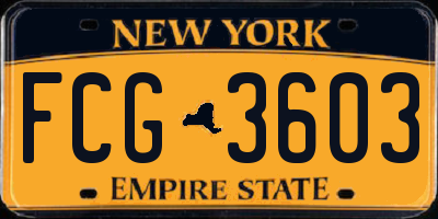 NY license plate FCG3603