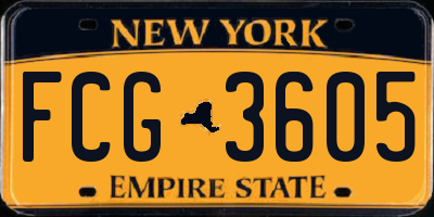 NY license plate FCG3605