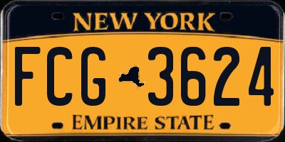 NY license plate FCG3624