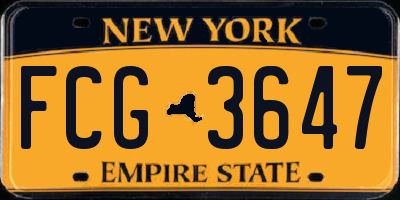 NY license plate FCG3647