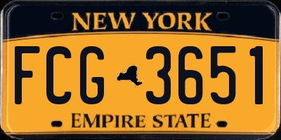 NY license plate FCG3651