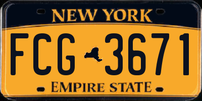 NY license plate FCG3671