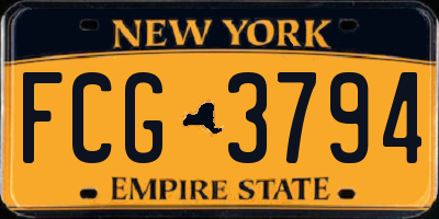NY license plate FCG3794