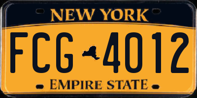 NY license plate FCG4012