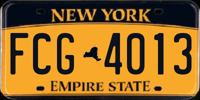 NY license plate FCG4013