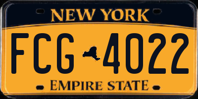 NY license plate FCG4022
