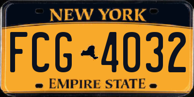 NY license plate FCG4032