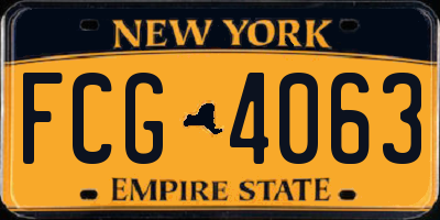 NY license plate FCG4063