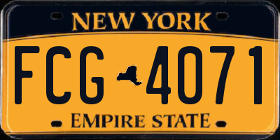 NY license plate FCG4071