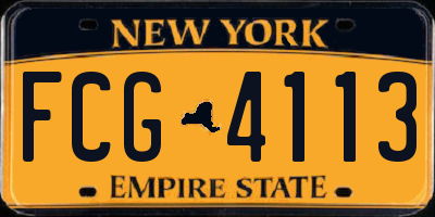 NY license plate FCG4113