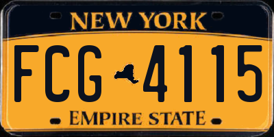 NY license plate FCG4115