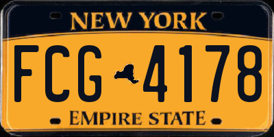 NY license plate FCG4178