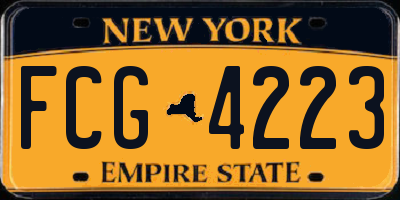 NY license plate FCG4223