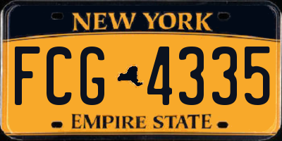 NY license plate FCG4335