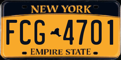 NY license plate FCG4701