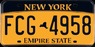 NY license plate FCG4958