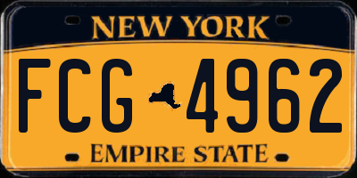 NY license plate FCG4962