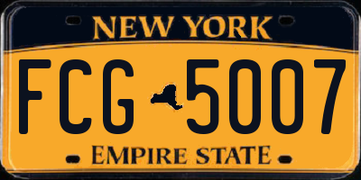 NY license plate FCG5007