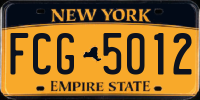 NY license plate FCG5012