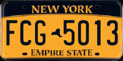NY license plate FCG5013