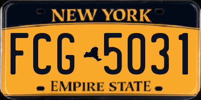 NY license plate FCG5031