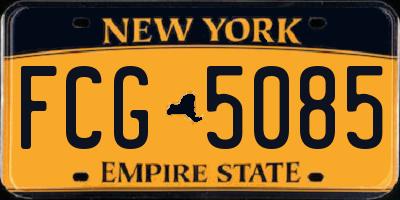 NY license plate FCG5085