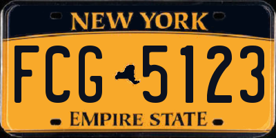 NY license plate FCG5123