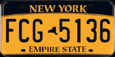 NY license plate FCG5136