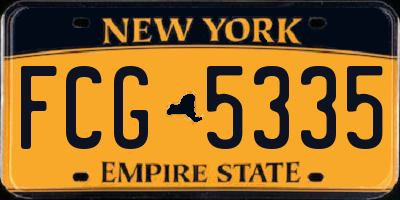 NY license plate FCG5335